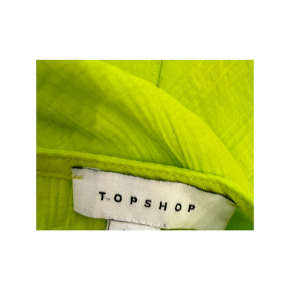 Nordstrom TOPSHOP ~ Lime Green Long Sleeve Ruched Front Top Size 8 VISCOSE - Picture 9 of 10